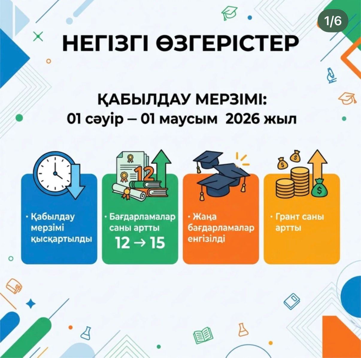 Негізгі өзгерістер