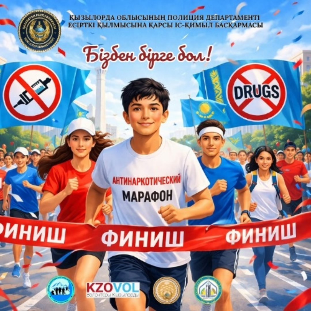 «Біз есірткіге қарсымыз!» – Қызылорда облысында жаппай марафон өтті