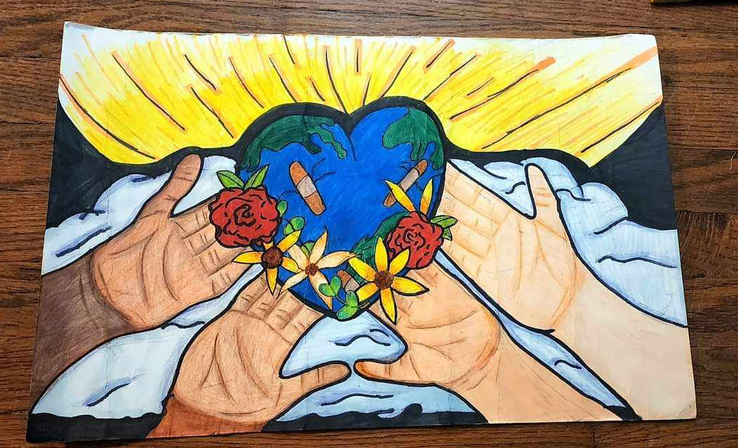 Алматыда мектеп оқушылары терроризмге қарсы тақырыпта сурет салды