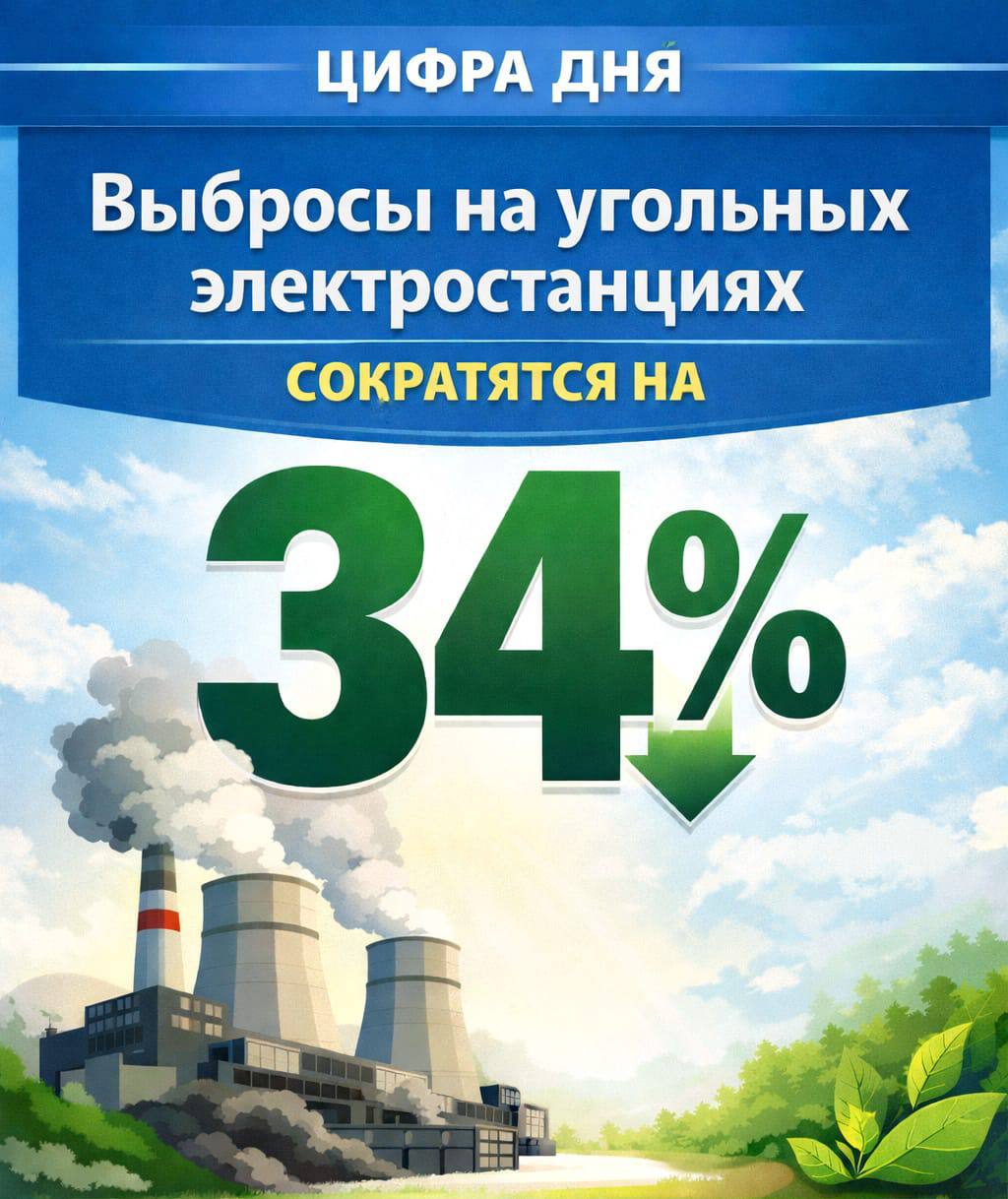 Выбросы на угольных электростанциях сократятся на 34%
