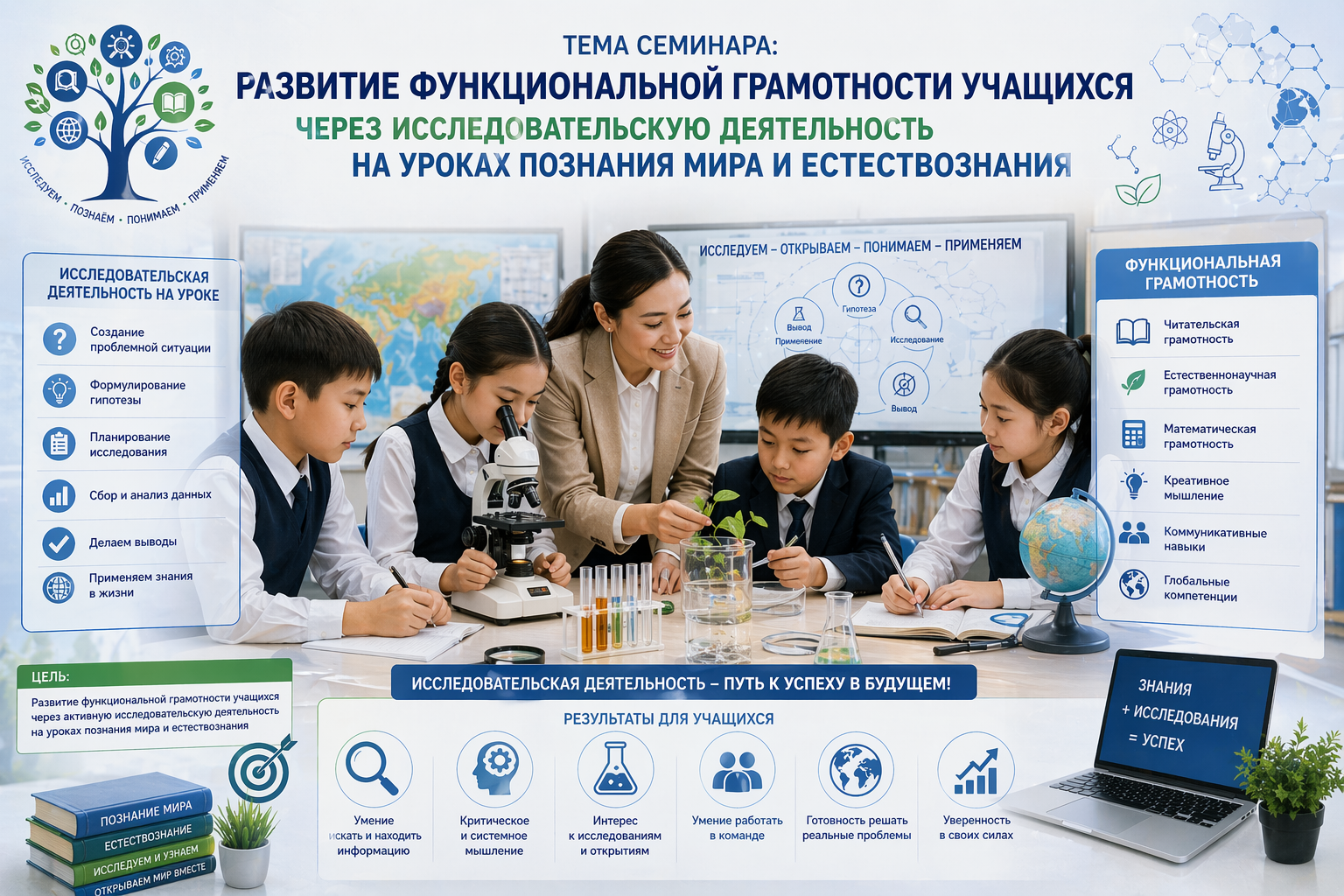 Семинар тақырыбы: дүниетану мен жаратылыстану сабақтарында зерттеу қызметі арқылы оқушылардың функционалдық сауаттылығын дамыту.