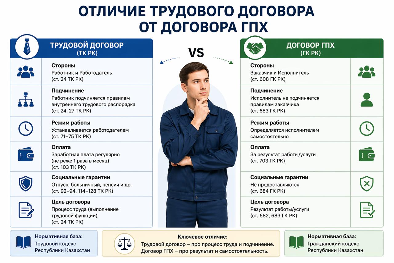 Отличие трудового договора от договора ГПХ