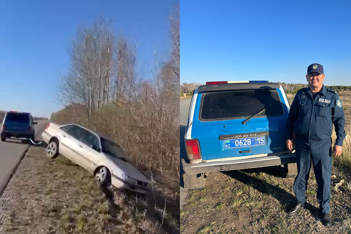 СҚО-да полицейлер денсаулығы күрт нашарлап, жол апатына ұшырай жаздаған жүргізушіге көмектесті
