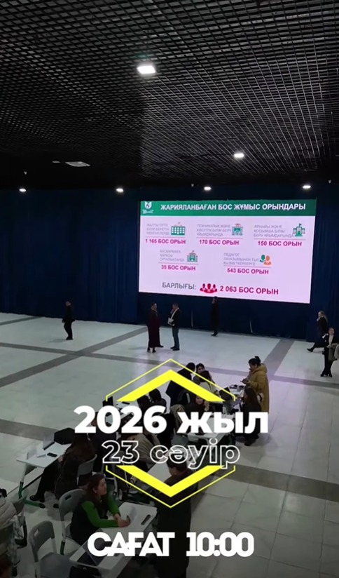 ШЫМКЕНТТЕ ӨҢІРАРАЛЫҚ БОС ЖҰМЫС ОРЫНДАРЫ ЖӘРМЕҢКЕСІ ӨТЕДІ