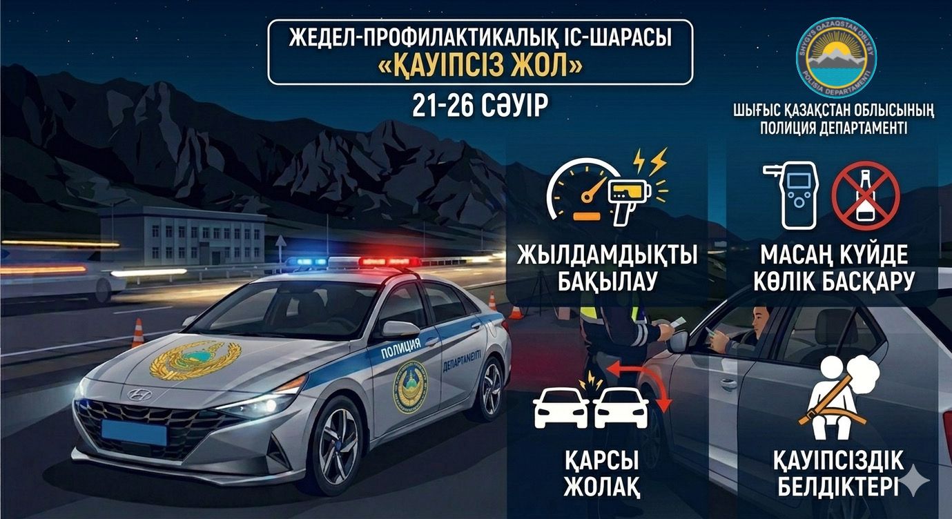 Шығыс Қазақстан облысында «Қауіпсіз жол» жедел профилактикалық іс-шарасы басталды