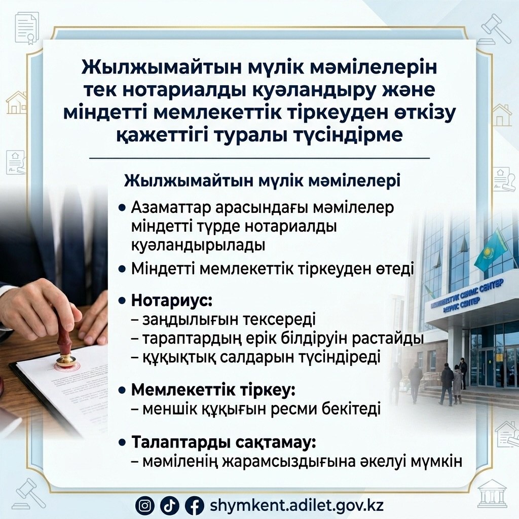 ЖЫЛЖЫМАЙТЫН МҮЛІК МӘМІЛЕЛЕРІН РӘСІМДЕУ ТӘРТІБІ ТУРАЛЫ