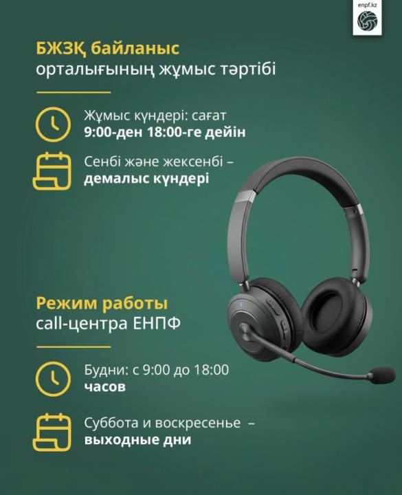 БЖЗҚ байланыс орталығының жұмыс тәртібі