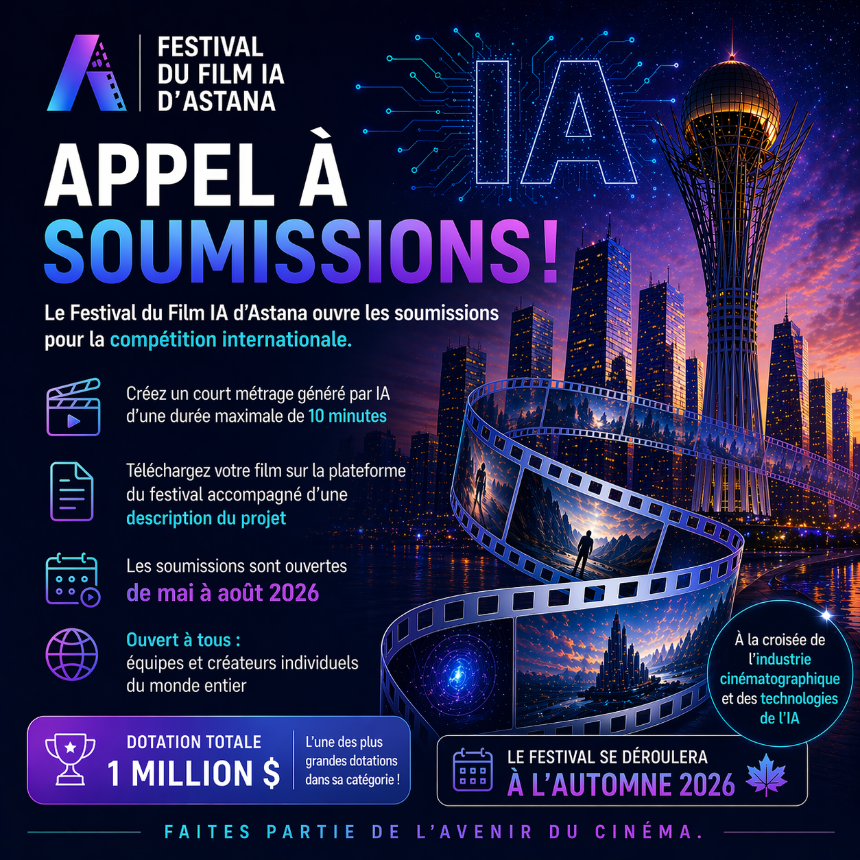 Astana AI Film Festival lance son appel à candidatures pour la compétition internationale