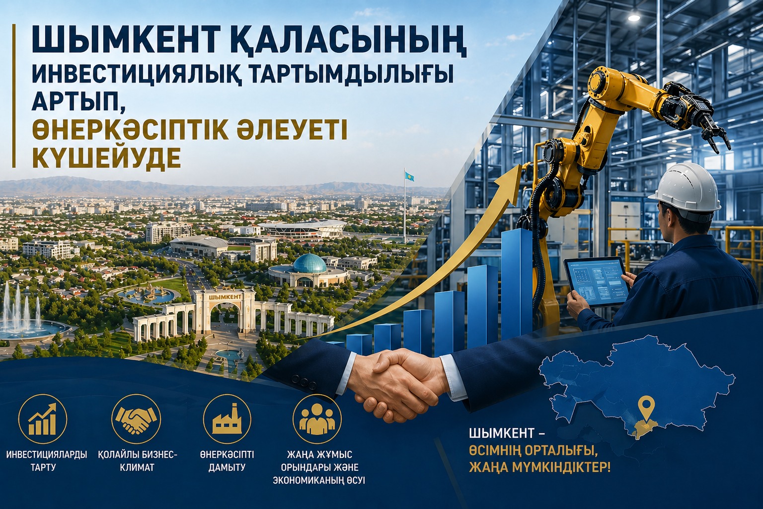 ШЫМКЕНТ ҚАЛАСЫНЫҢ ИНВЕСТИЦИЯЛЫҚ ТАРТЫМДЫЛЫҒЫ АРТЫП, ӨНЕРКӘСІПТІК ӘЛЕУЕТІ КҮШЕЙУДЕ