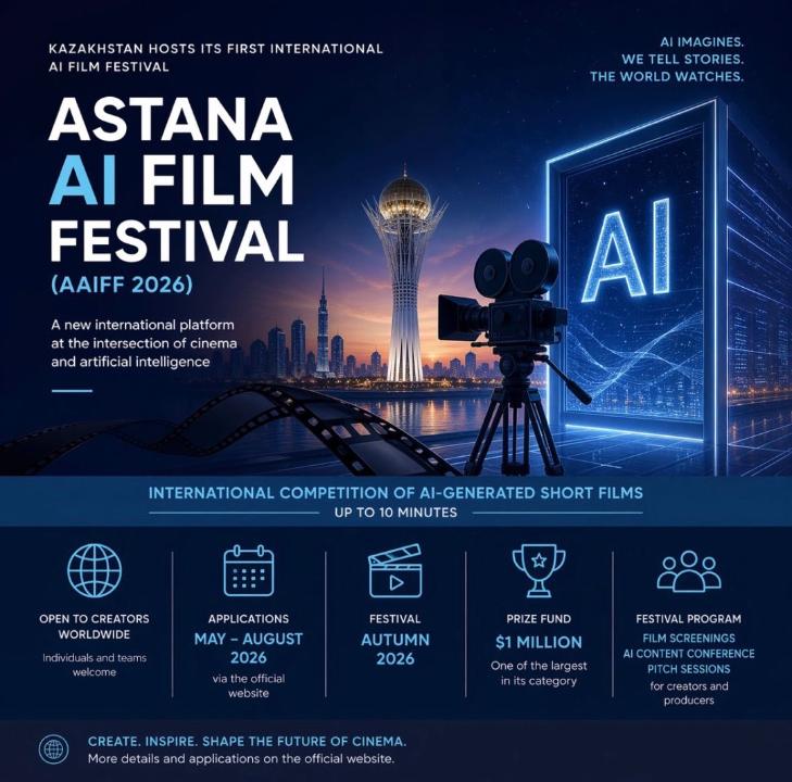 «Astana AI Film Festival» халықаралық байқауына қатысуға өтінім қабылдау басталады