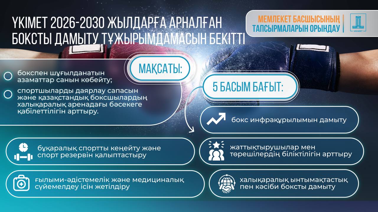 Үкімет 2026–2030 жылдарға арналған боксты дамыту тұжырымдамасын бекітті