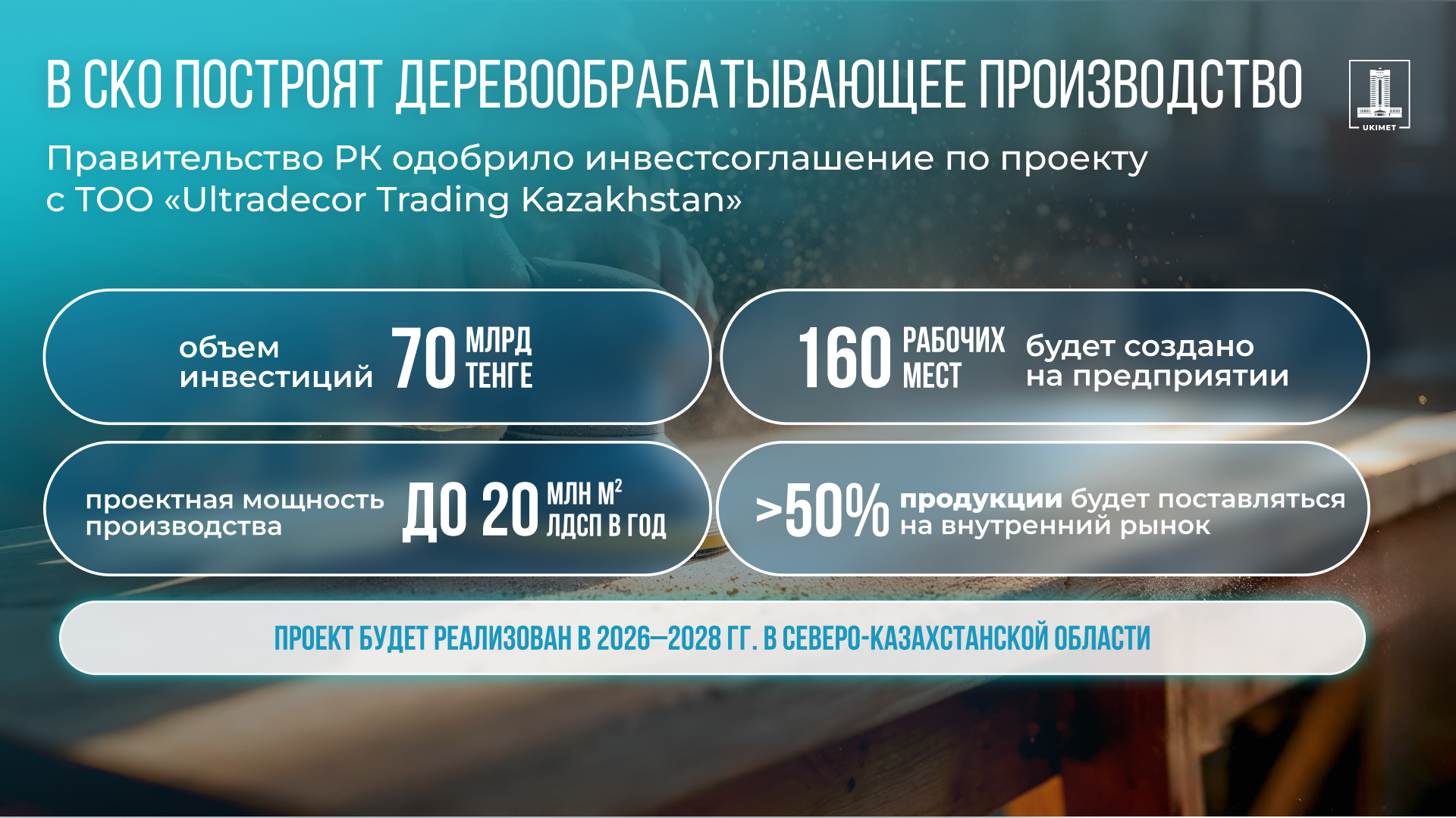 Правительство одобрило инвестиционное соглашение по строительству деревообрабатывающего завода в Северо-Казахстанской области