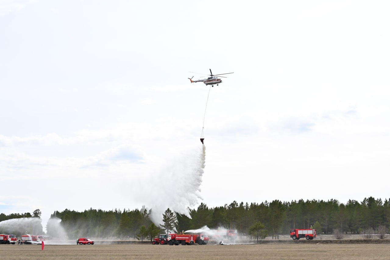 Абай облысында заманауи технологияларды қолдану арқылы шартты орман өртін сөндіру бойынша оқу-жаттығу өткізілді