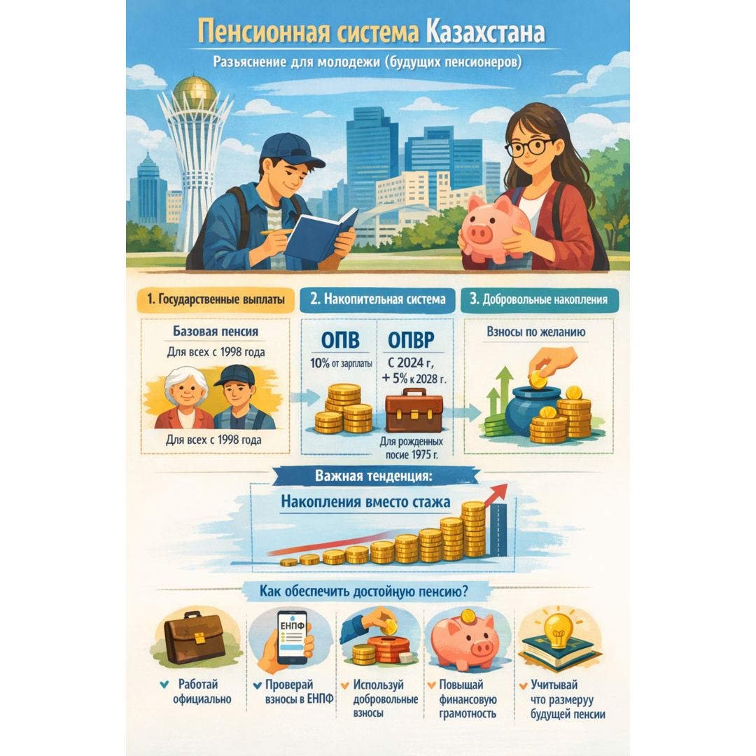 Қазақстан Республикасының зейнетақы заңнамасының ережелерін жастарға (болашақ зейнеткерлерге) түсіндіру