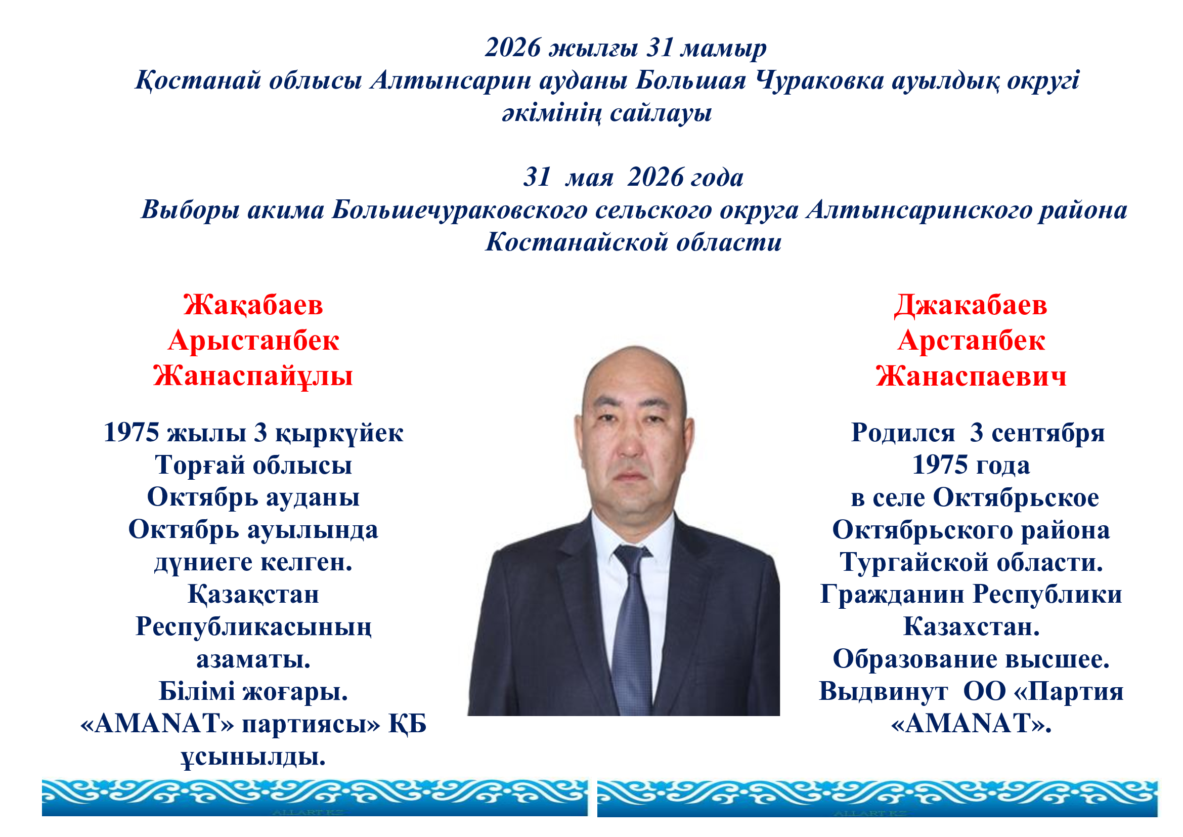 Информация о кандидатах в акимы Большечураковского сельского округа