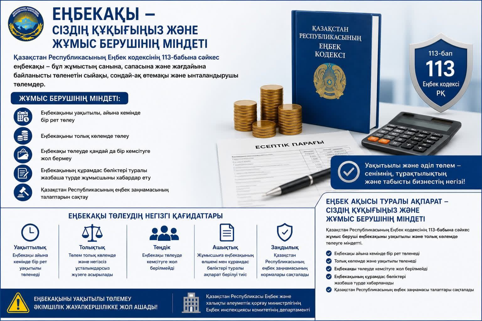 Еңбекақы - Сіздің Құқығыздың және жұмыс берушінің міндеті