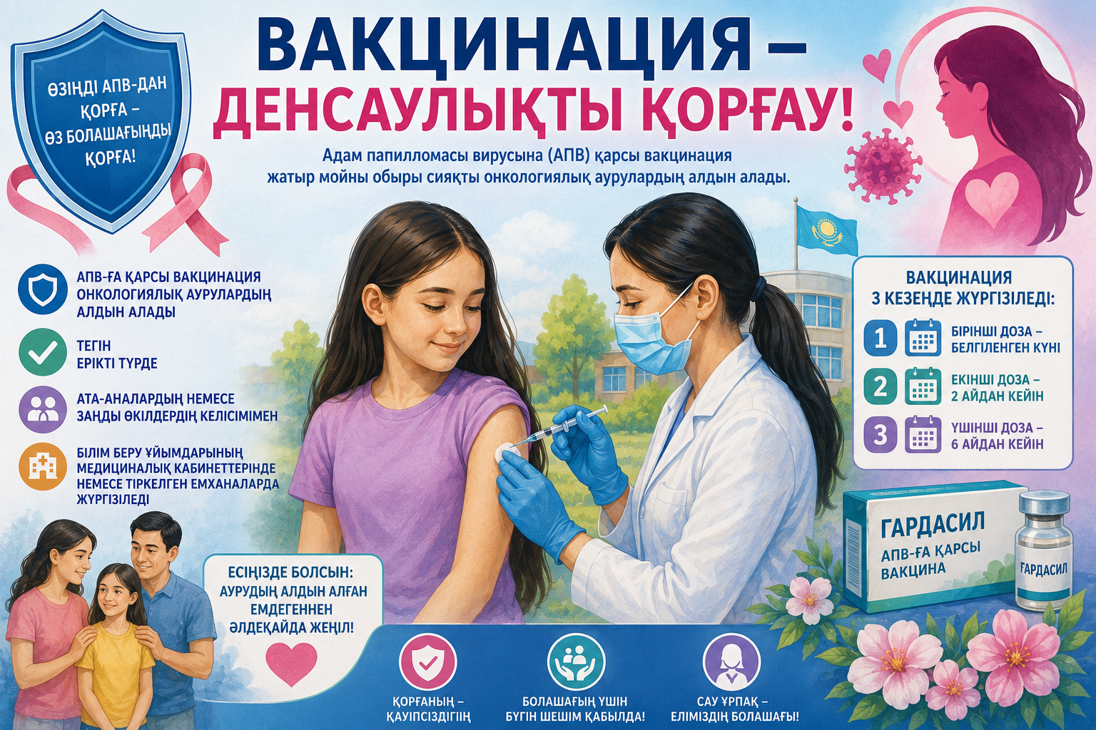ВАКЦИНАЦИЯ — БҰЛ ДЕНСАУЛЫҚТЫ ҚОРҒАУ!