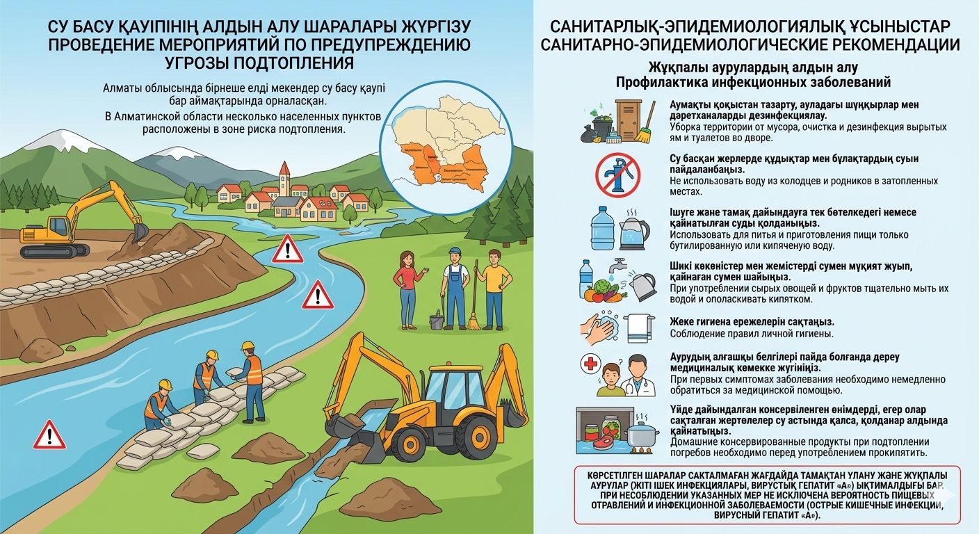 Облыс өңірлерінде географиялық орналасу ерекшеліктерін ескере отырып, су басу қауіпінің алдын алу шараларын жүргізу