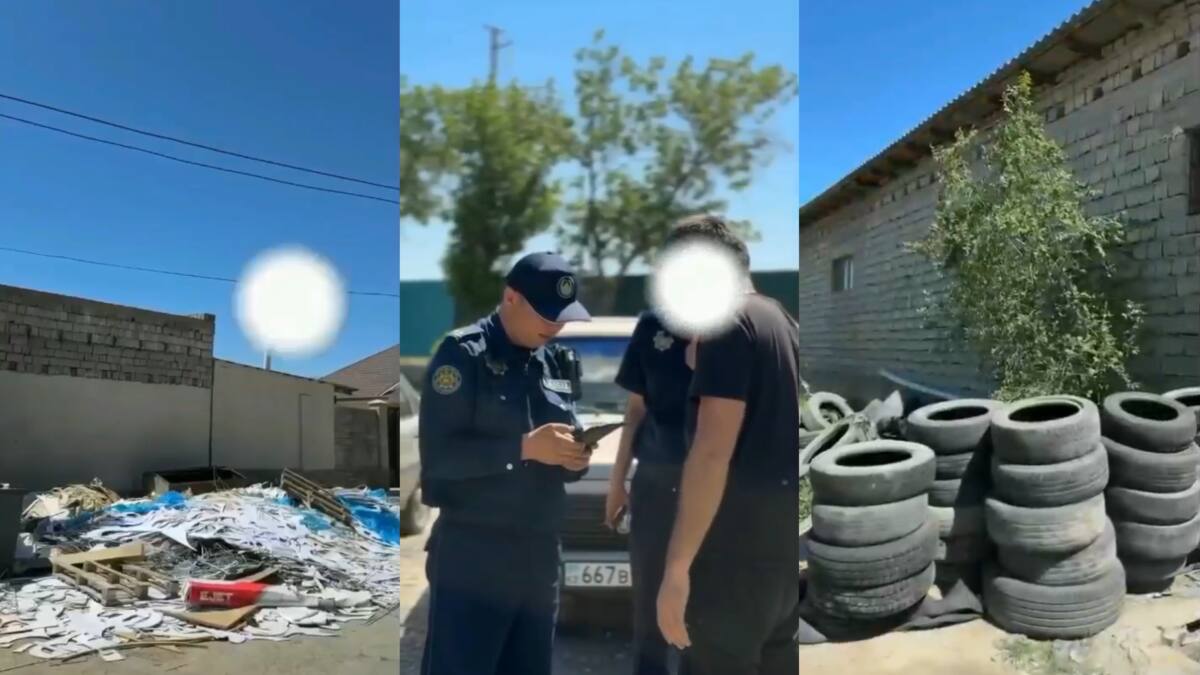 Полицейлер 1,5 тонна автокөлік дөңгелектерінің қалдығын тастаған тұрғындарды анықтады