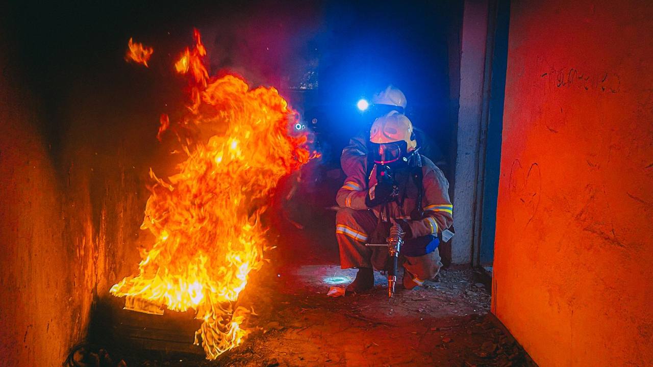 Өрт сөндірушілермен арнайы жаттығу өткізілді