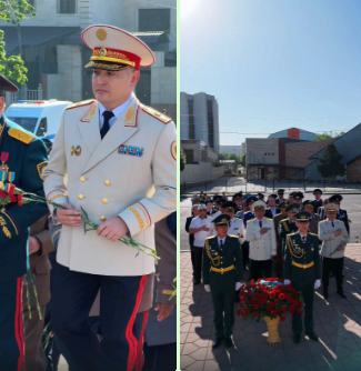 Шымкентте Мәңгілік алауға гүл шоқтарын қою салтанатты рәсімі өтті